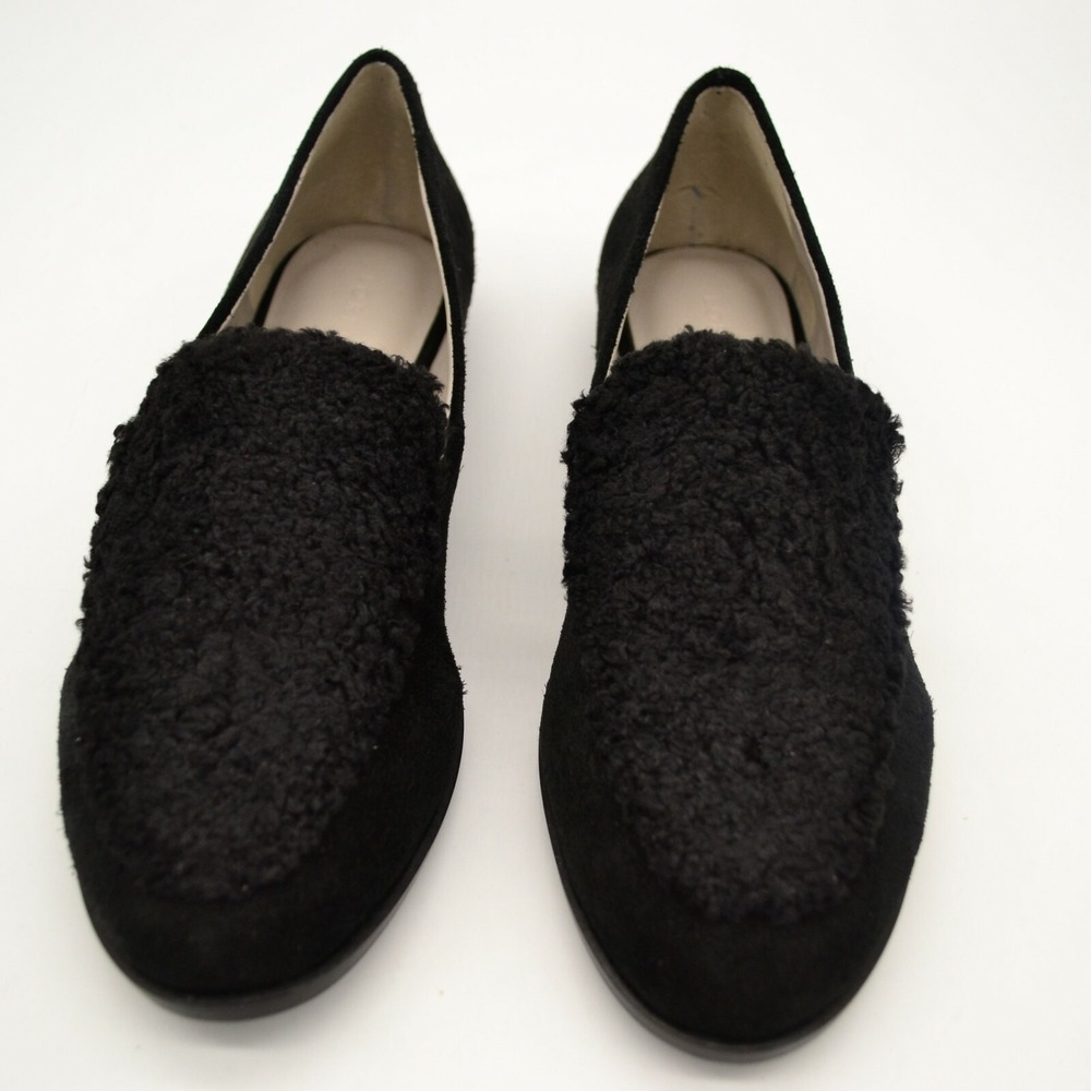 Lori Goldstein Womens Greer Loafer Shoe 5.5 Black Suede & Fur Cushion NEW